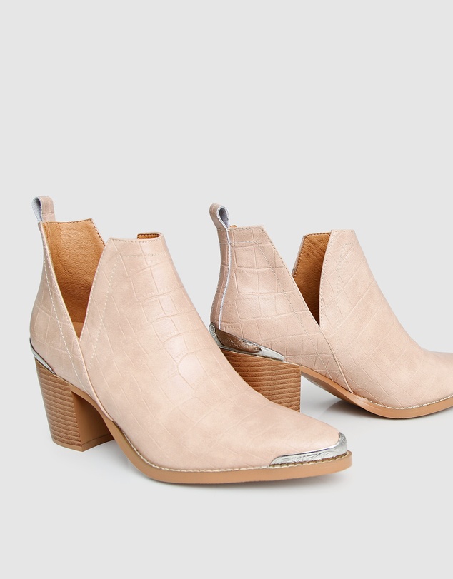 Belle & Bloom - Austin Croc Embossed Ankle Boot