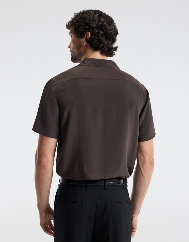 Calibre - Camp Collar Silk Shirt Espresso
