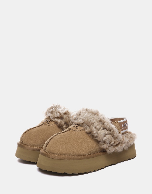 EVERAU - Australian Shepherd Ugg Waffle Curly Platform Cow Suede Upper House Shoes