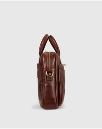 Republic of Florence - Pretoria Matt Choc Leather Laptop Briefcase