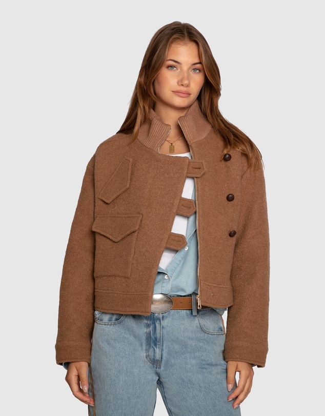 Belle & Bloom - Crystal Skies Cropped Wool Rib Jacket