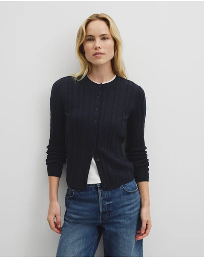 Country Road - Organically Grown Cotton Blend Cable Knit Cardigan
