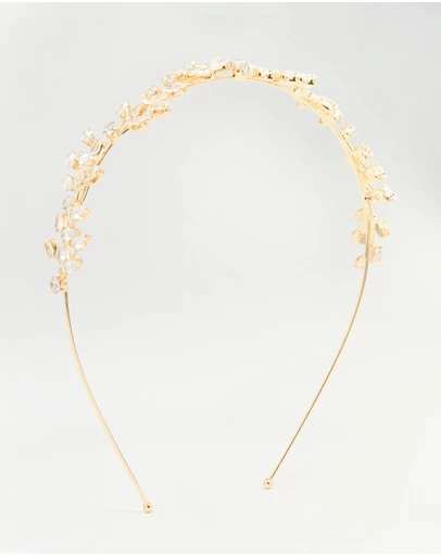 Lovisa - Gold Cubic Zirconia Marquise & Round Leaf Headband