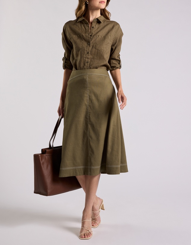 David Lawrence - Cabello Stretch Linen Skirt