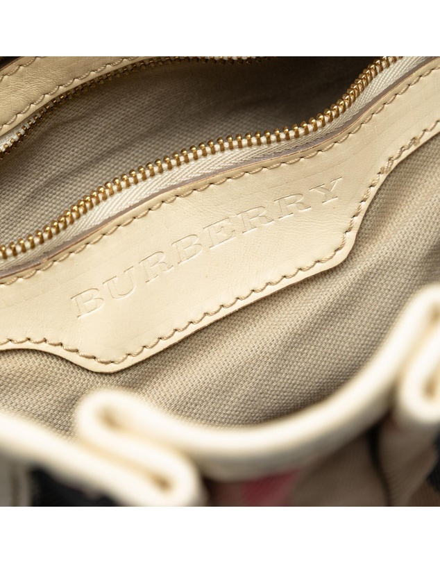 Pre-Loved by Azura Reborn - Pre-Loved House Check Canvas and Leather Bridle Whipstitch Satchel