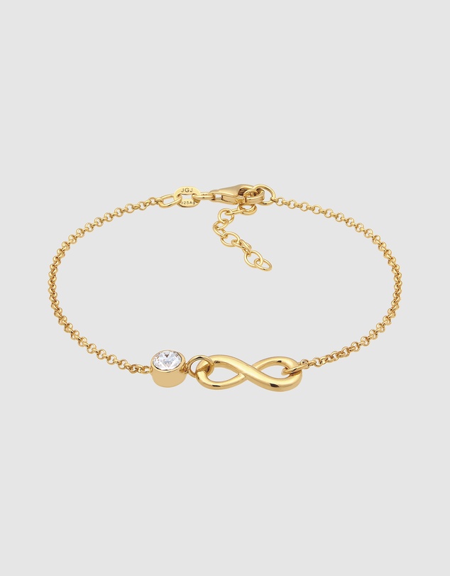 Elli Jewelry - Bracelet Women Infinity White Crystals 925 Sterling Silver Gold Plated