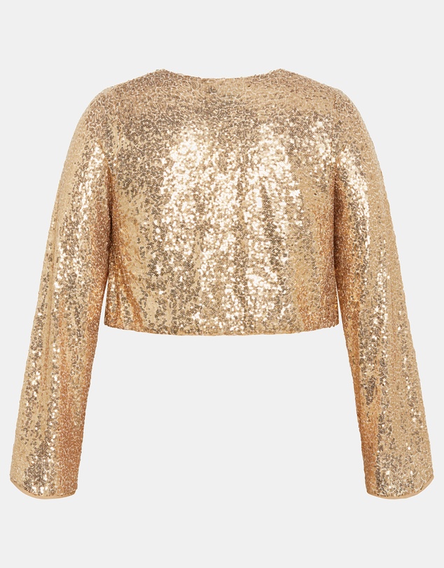 City Chic - Plus size Saturn Sequin Crop Top - gold