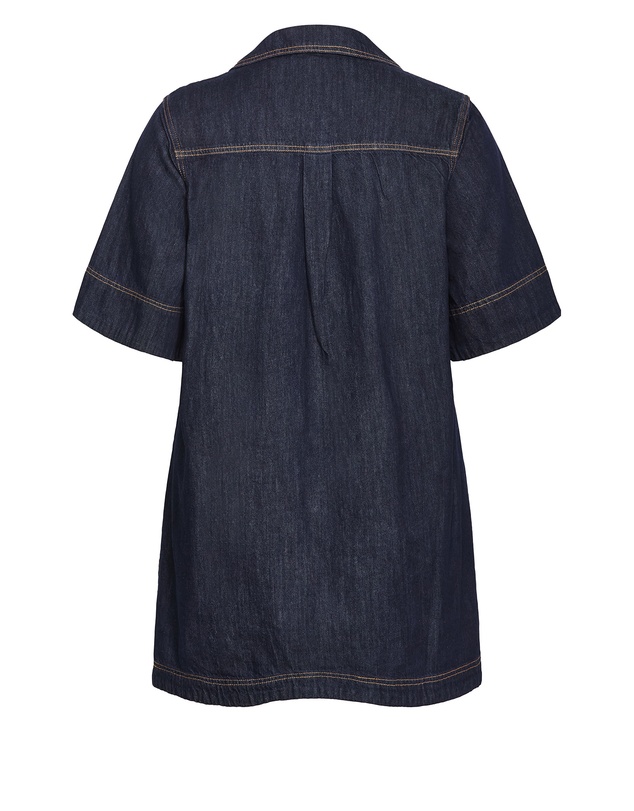 City Chic - Plus size Tiana Short Sleeve Denim Mini Dress - dark wash