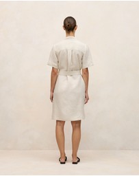 Trenery - Linen Pocket Detail Shirt Dress in Flax