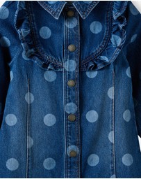 Cotton On Kids - Long Sleeve Denim Ruffle Dress