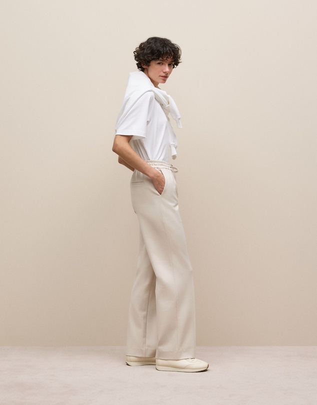 Trenery - Ponte Pintucked Wide Leg Pant in Stone