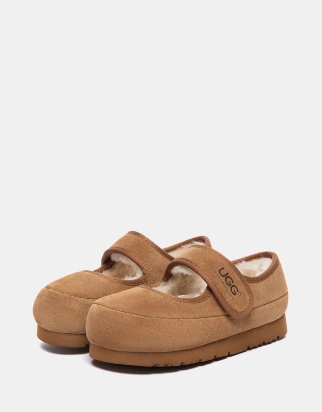 EVERAU - Australian Shepherd Ugg Millie Kids Cow Suede Upper Loafer Oxfords Flats