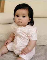Kynd Baby - Day Or Night Short Sleeve Frill Onesie in Spring Blossom