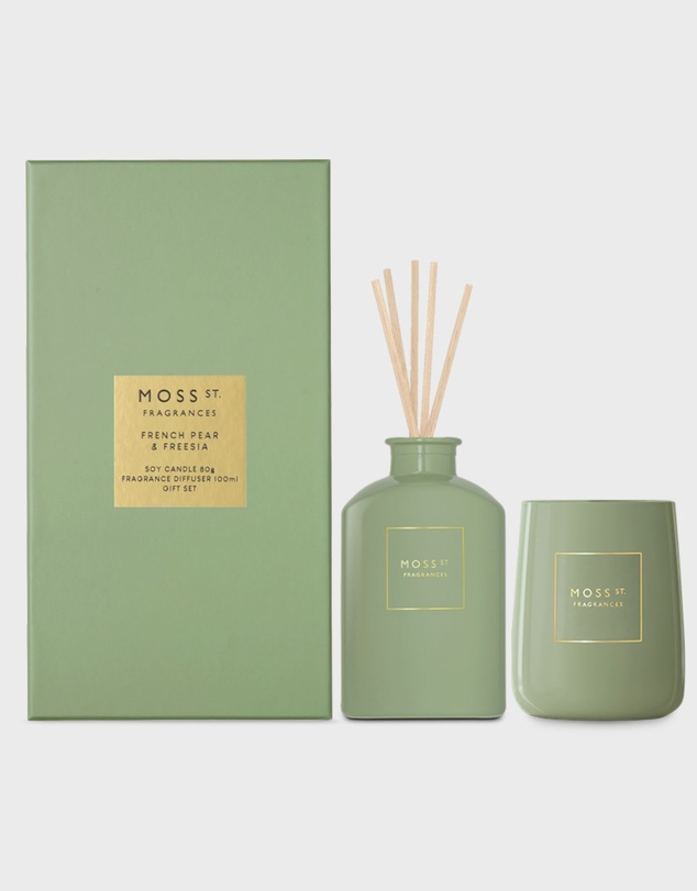 Moss St Fragrances - French Pear & Freesia Mini Candle & Diffuser Gift Set