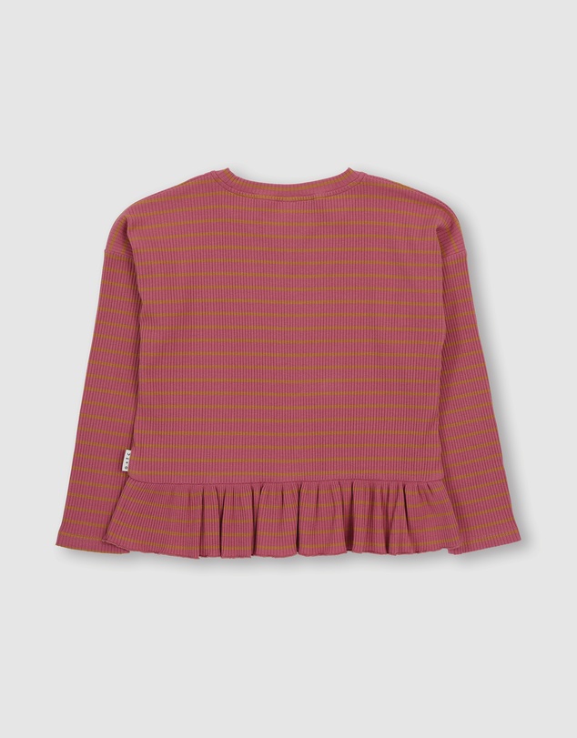 Olive & The Captain - Rose Stripe Boxy Frill Long Sleeve Top