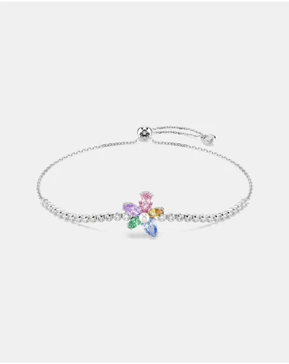 Swarovski - Ariana Grande X Swarovski Bracelet, Mixed Cuts, Flower, Multicolored, Rhodium Plated