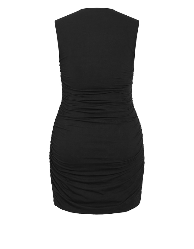 City Chic - Plus size Milly Square Neck Ruched Mini Dress - black