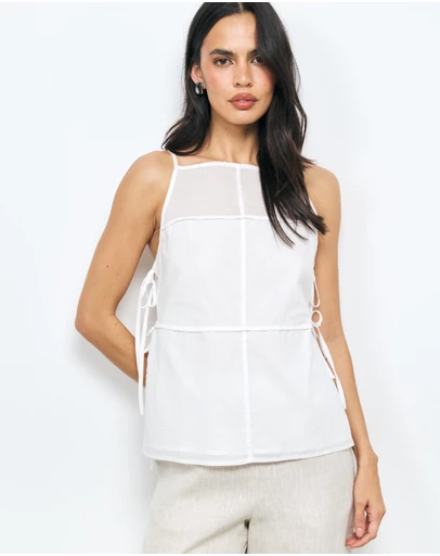 AERE - Grace Panel Tie Side Top