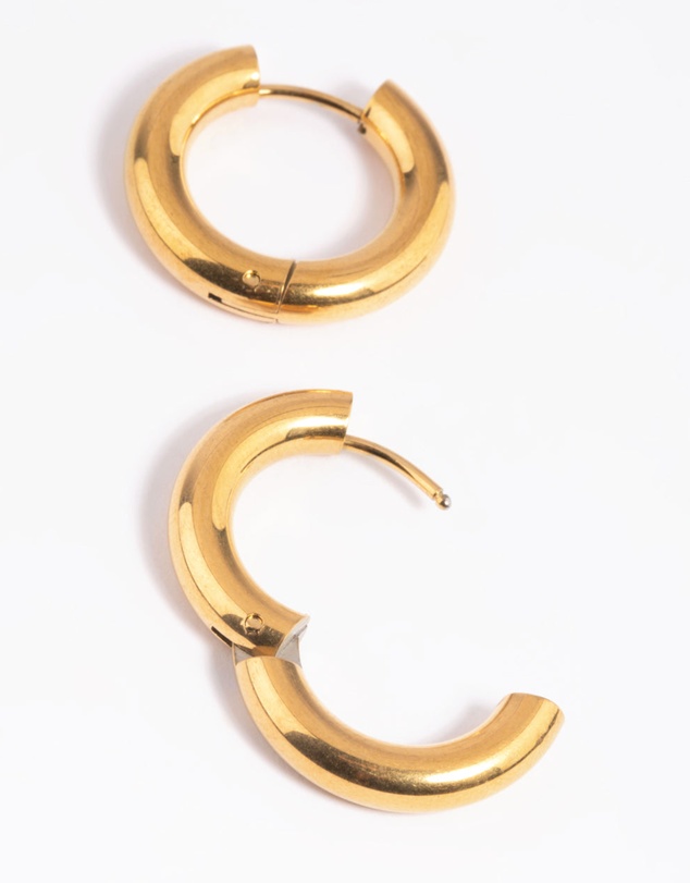 Lovisa - Waterproof Gold Plated Stainless Steel Thick Huggie Hoop Earrings