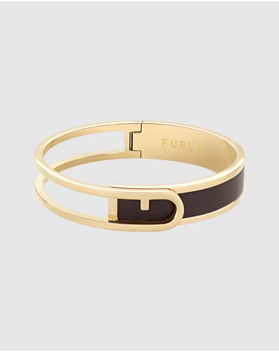Furla - Furla Arch Essence Gold-Tone Purple Leather Bangle Bracelet
