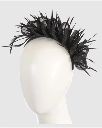 Max Alexander - Black Sinamay Fascinator Headband