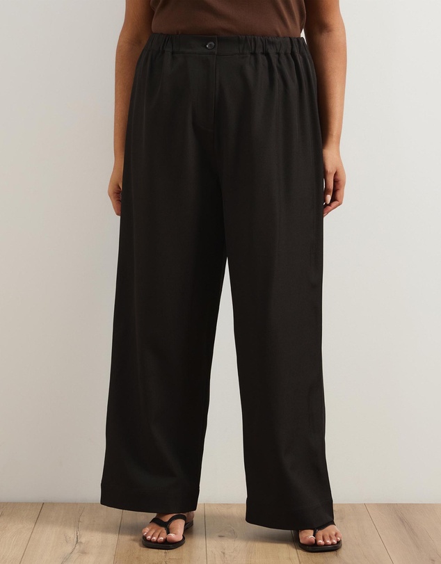 Atmos&Here Curvy - Wide Leg Pants With Elasticated Waistband