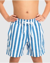 Tolu Australia - Boys Swim Shorts With Blue Stripes