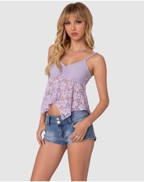 EDIKTED - Orchid Sheer Lace Top