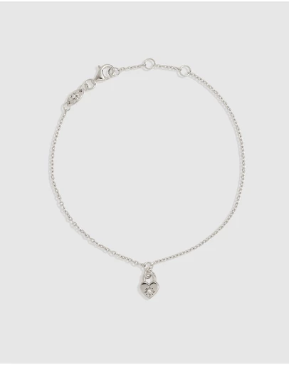 By Charlotte - Crystal Lotus Heart Padlock Bracelet