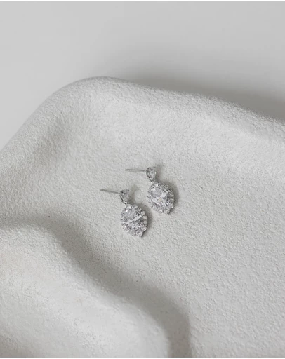 The White Collection - Anna - Classic Art Deco Silver Bridal Earrings