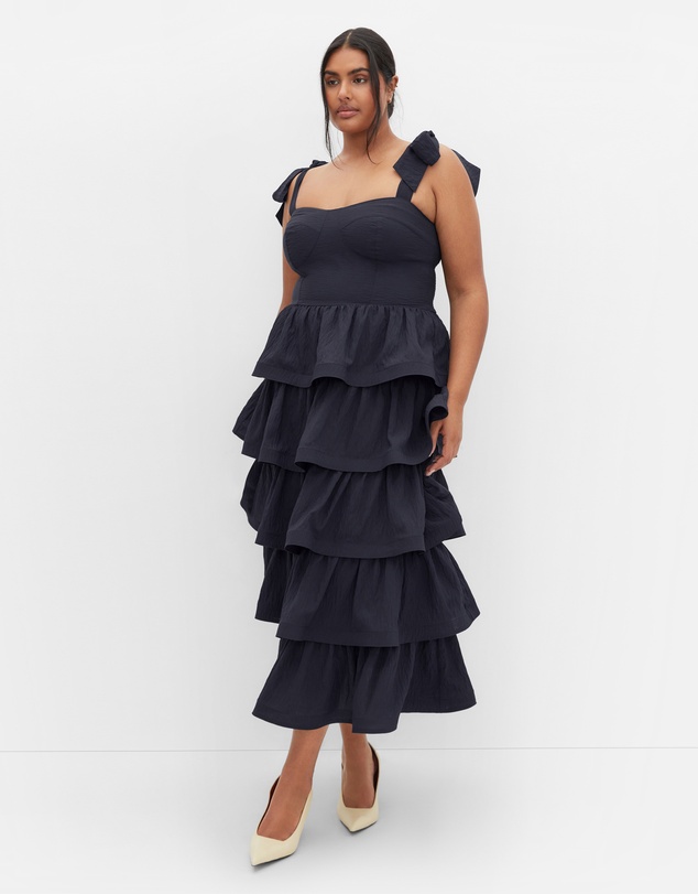 City Chic - Elina Tier Maxi Dress - Navy