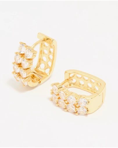 Lovisa - Gold Plated Cubic Zirconia Medium Oval Hoop Earrings