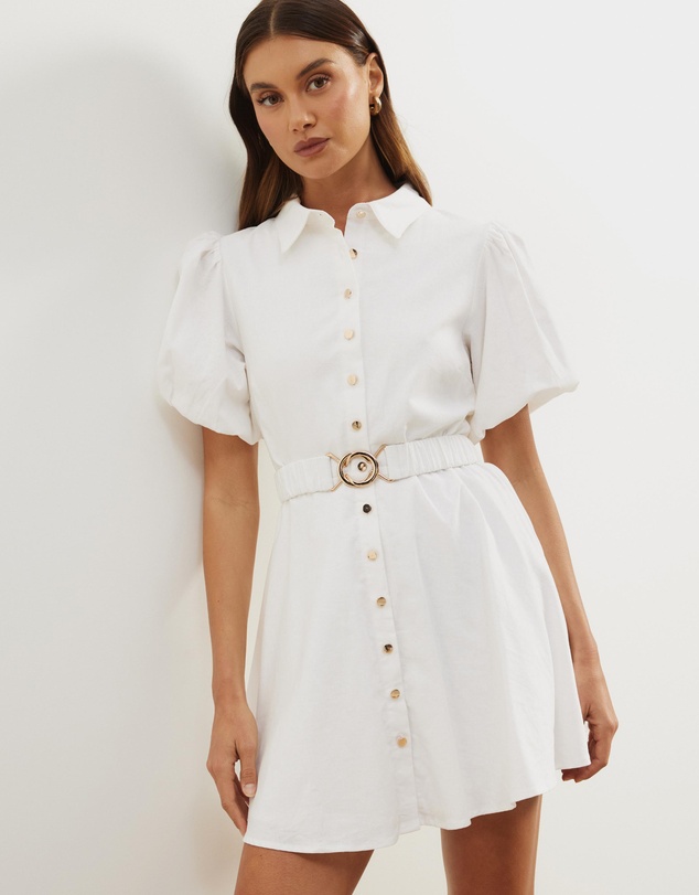 Atmos&Here - Kirrie Linen Blend Belted Mini Dress