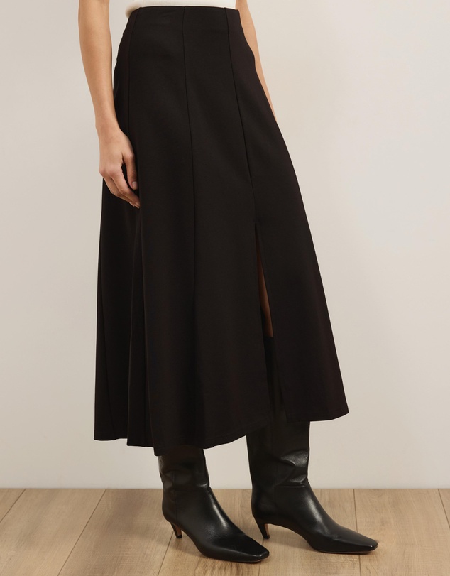 Atmos&Here - Laura Ponte Midi Skirt With Front Split At Hem