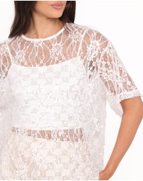 Petal & Pup - Yonder Sheer Lace Tee Top - White