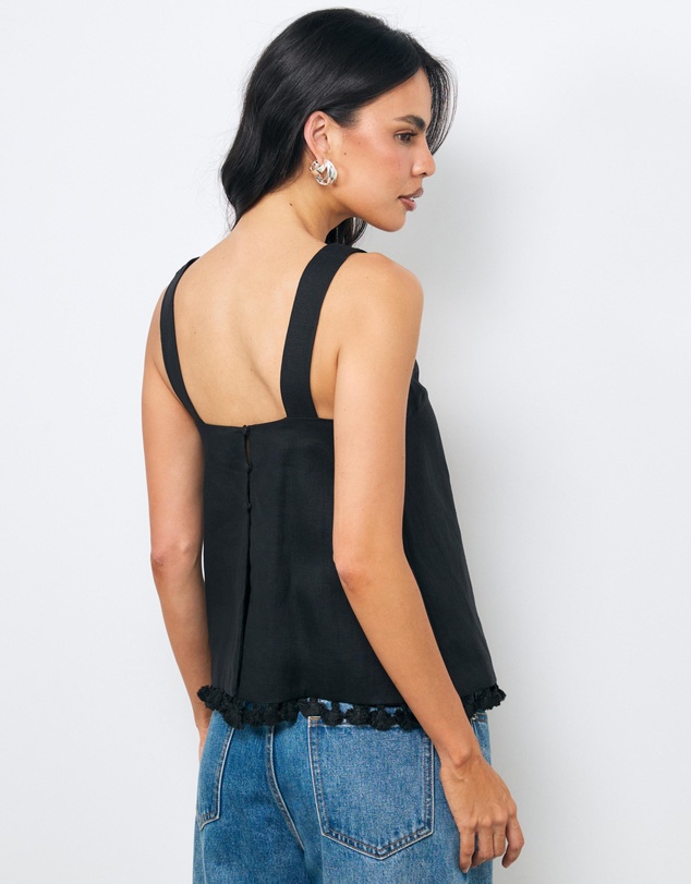 AERE - Lilia Linen Tassel Top