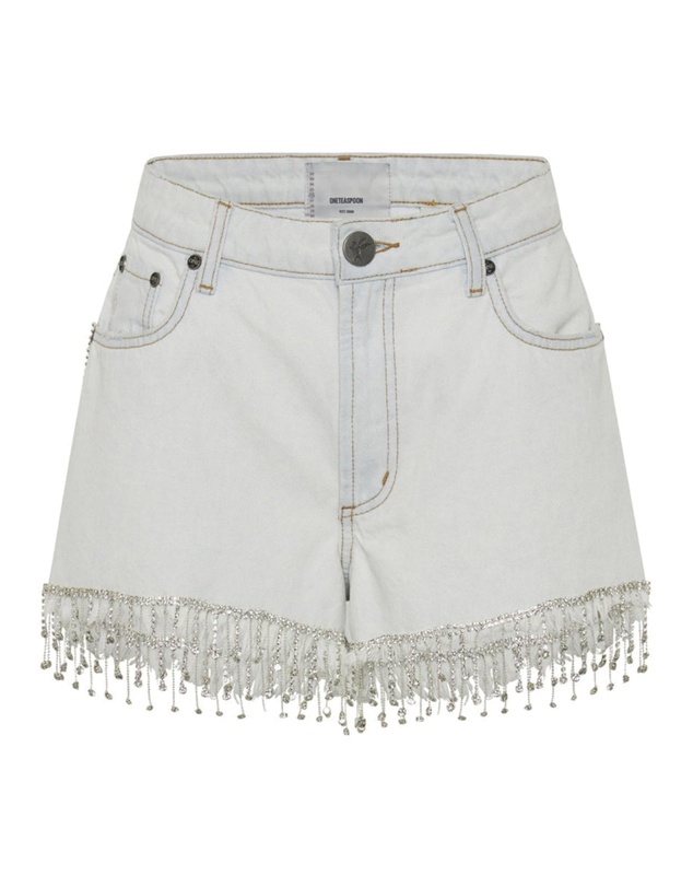 ONE TEASPOON - Razzle Dazzle Truckers Mid Waist Relaxed Shorts Blue