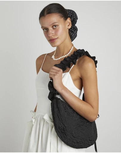 Damson Madder - Embroidered Rose Ruched Kidney