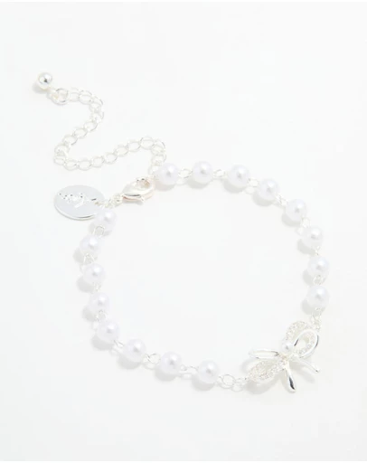 Lovisa - Silver Plated Pearl Double Bow Bracelet