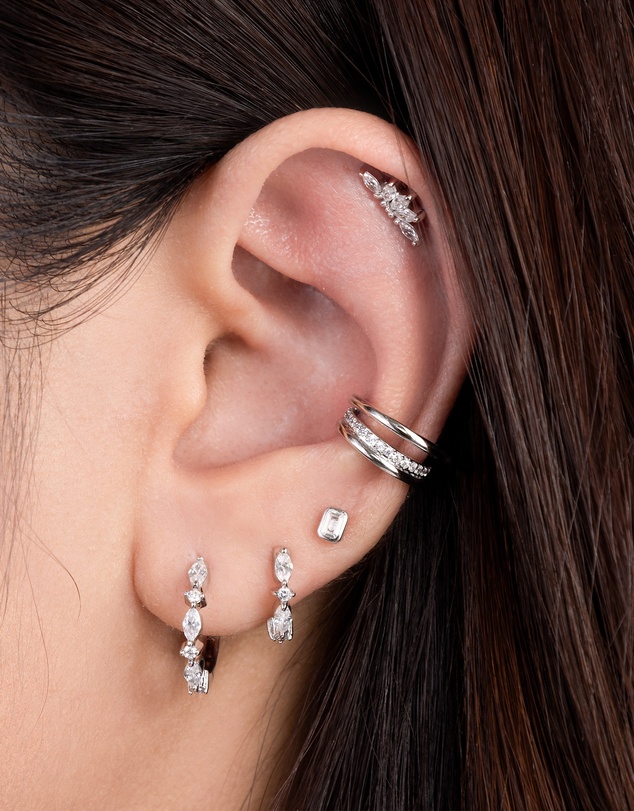 Wanderlust + Co - Double Pave Silver 9mm Ear Cuff
