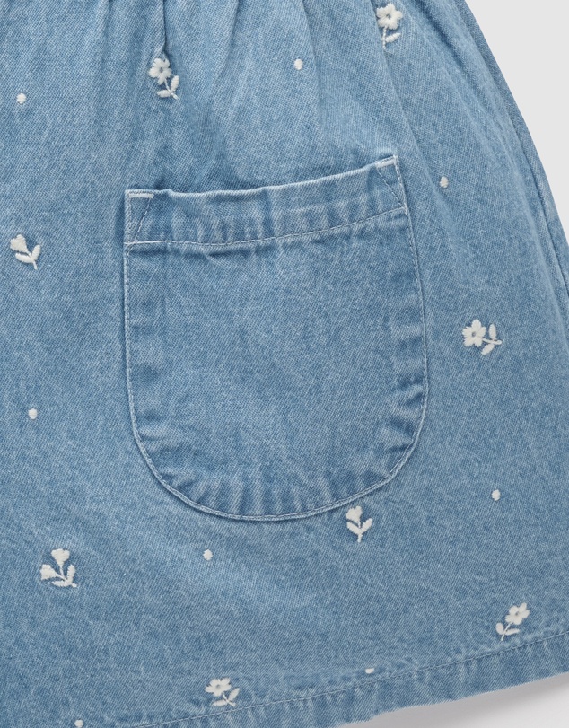 Purebaby - Denim Embroidered Jumpsuit-Kids-Babies