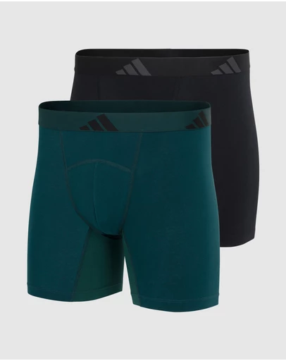 adidas Sportswear - 2 Pack Active Flex Cotton Ergonomic Boxer Brief Underwear