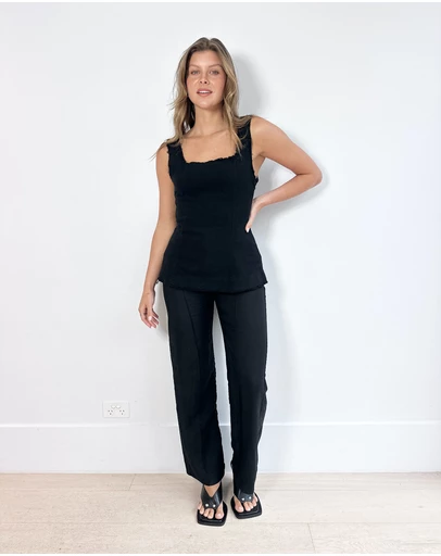 Cirkular - Pre-Loved - Marle Black Frayed Top
