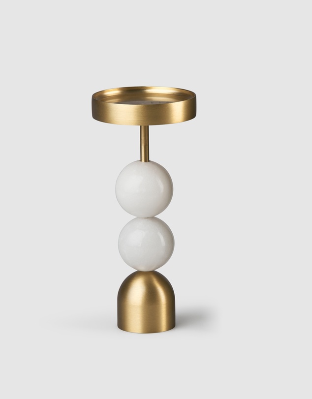 Black Blaze - Beaded Fountain Brass Candle Holder