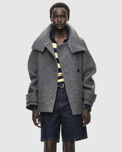 M.N.G - Wool Funnel-Neck Coat
