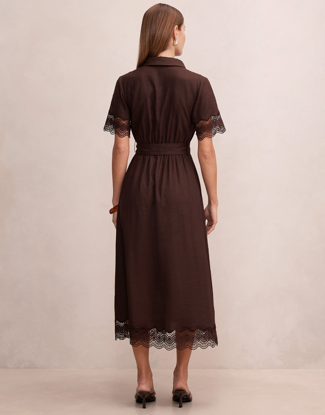 Forever New - Eliana Lace Trim Linen Midi Dress