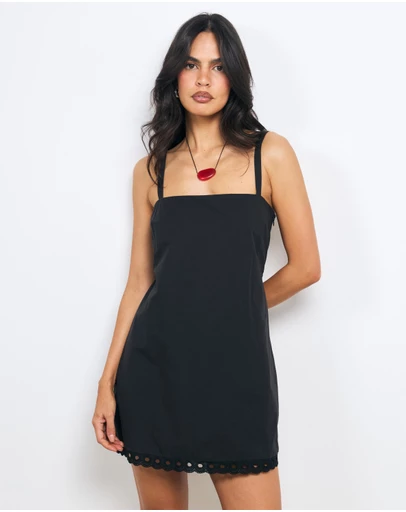 AERE - Eleni Cotton Trim Mini Dress