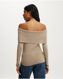 Cotton On - Twist Off Shoulder Ls Knit