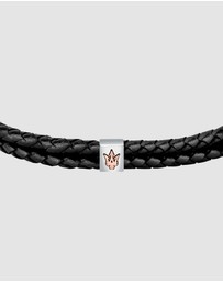 Maserati - Maserati Men's Black Woven Leather Bracelet