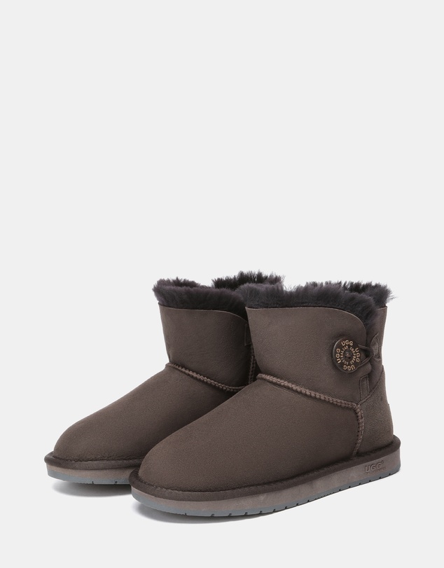 EVERAU - Australian Shepherd Ugg Mini Button Sheepskin Upper UGG Boots